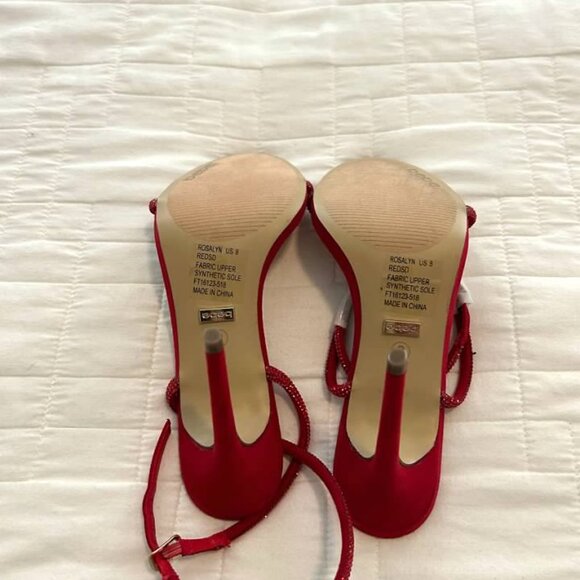 BEBE Red Spakly Wrap Heels BN - Picture 3 of 6